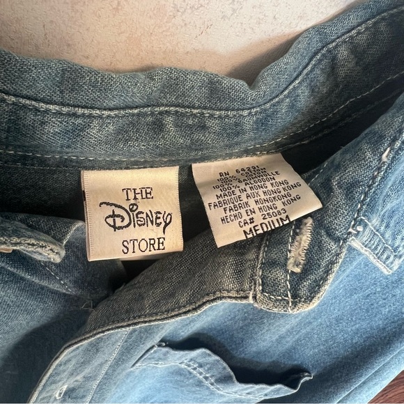 Vintage Disney Goofy Donald Duck Mickey Mouse Denim Button Up Shirt Mens Medium - Picture 3 of 4